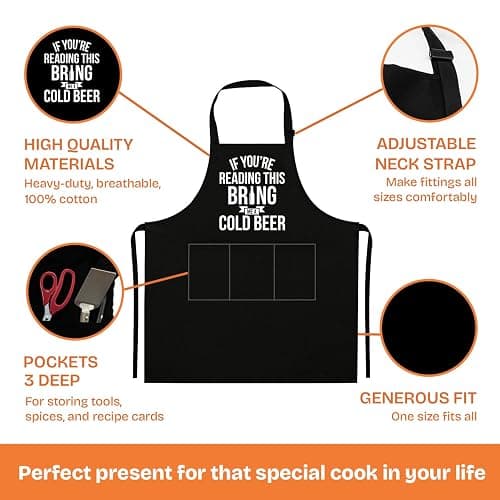 NewEleven Fathers Day Gift For Men, Dad, Husband, Him - Aprons For Men With Pockets thumbnail 2