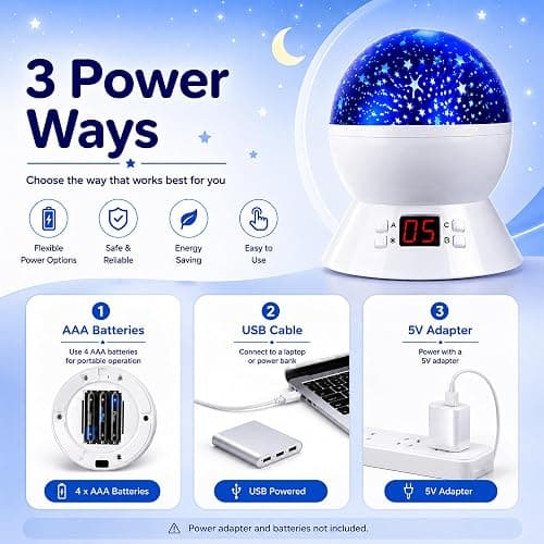 MOKOQI Star Projector Night Light for Kids, Rotating Stars Night Light Projector for Kids Bedroom, Star Projector with Timer, Light Up Stars for Ceiling, Star Machine Gift for Boys Girls Toddlers thumbnail 6