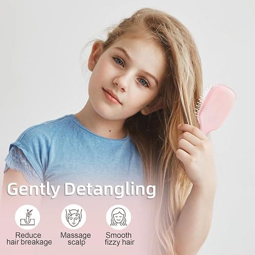 Jurrissa Mini Hair Bursh for Women Men and Kids, Protable Travel Size Hair Brush for Pockets Purses, Mini Detangler Brush for All Hair Types, Small Paddle Brush for Detangling (Pink) thumbnail 4