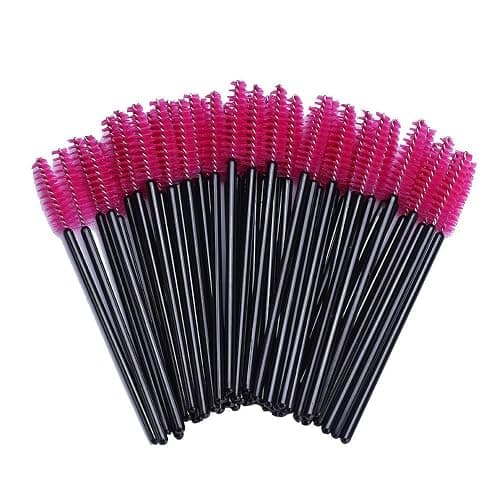 BTYMS 100 Pieces Disposable Spoolies Brush Eyelash Mascara Brushes Lash Wands Applicator Eyebrow Brush for Lash Extension-Pink - Image 1