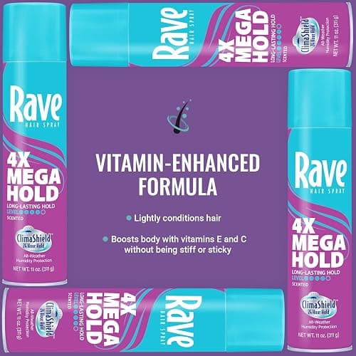 Rave 4X Mega Long-Lasting Firm Hold Scented Hair Spray for Heat Protection, Volume and Shine - ClimaShield for Extra Humidity & Minimizes Frizz thumbnail 8