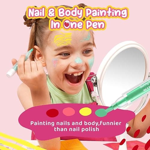 Kids Makeup Sets for Girls Nail & Body Art Pens Kits, 27Pcs Washable Temporary Tattoo Pen Sets, Cosmetic Party,Girls Makeup Kits for Ages 3-12 Years,Ideal Winter Gift & Creative Toys thumbnail 3