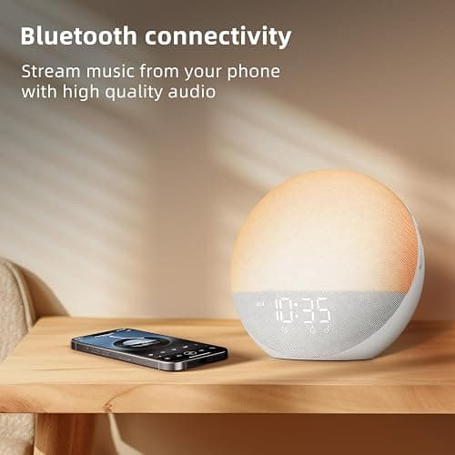 Sunrise Alarm Clock White Noise Machine: Natural Wake Up Light - Dimmable Clock with Bluetooth Speaker for Bedroom - 25 Sleep Sounds for Baby Adults Kids Frost White thumbnail 3