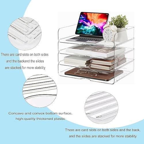 DCA 4 Tier Large Capacity Desk Organizer, Clear Stackable Paper Tray | High-Volume File Storage | Office, Home & School Use | Easy Assemble | Letter & A4 Compatible thumbnail 8