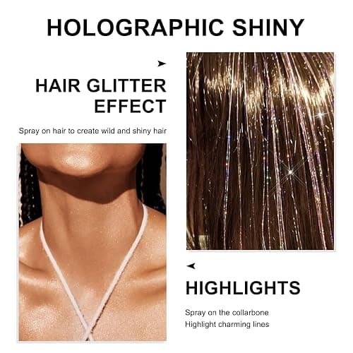 Hair and Body Glitter Spray, 1PC Glint-Rainbow Glitter Hairspray Dry Powder Makeup for Clothes, Festival Rave Prom Loose Sparkle Powder,Holographic Ultra Fine Resin Glitters for Crafts (Glint-Rainbow) thumbnail 8