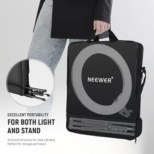 NEEWER 18 Inch RGB LED Ring Light APP Control with Tripod Stand and Phone HolderCompatible with iPhone for Selfie Makeup Lash Studio Streaming Video Recording Lighting, 42W Ringlight Dimmable,RGB18 II thumbnail 8