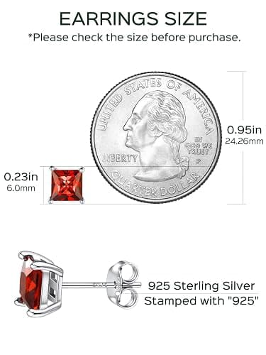 ChicSilver 925 Sterling Silver Earrings Sparkling Heart/Round/Princess Cut Birthstone Earrings for Women Birthday Jewelry with Gift Box thumbnail 4