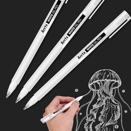 Arrtx White Gel Pen set, 1mm Gelly Roll Gel Ink Pen for Black Paper,Sketching,Drawing, Sketching, Writing, adult coloring books,Illustration, Taking Notes,White Ink Pen Highlight Fine liner (3 pack) - Image 1