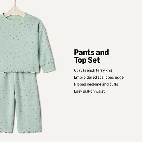 Amazon Essentials x Sofia Grainge Toddlers and Baby Girls' French Terry Sweatshirt Pant and Top Set thumbnail 3