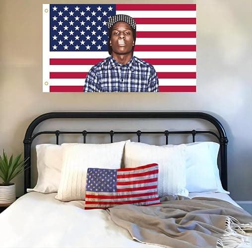 MAGJIUKE Rapper Rocky American Flag Tapestry 3x5 Ft - rap Asap USA Poster for Bedroom Living Room Funny Decor thumbnail 6