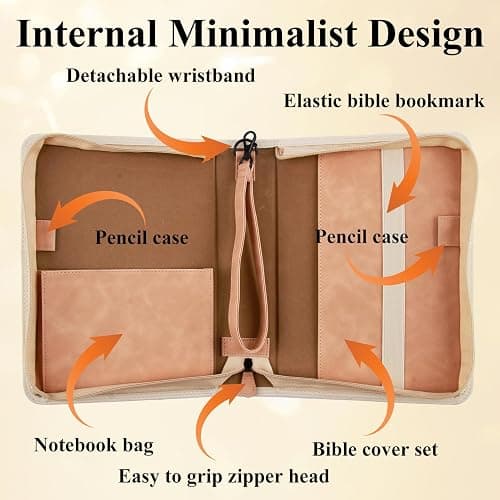 Bible Cover Case for Women,PU Leather Bible Case,Church Bible Bag Carrying Case Accessories Study Supplies with Zippered Pocket(Floral Pattern, 10.5 x 7.6 x 2.1 inches) thumbnail 5