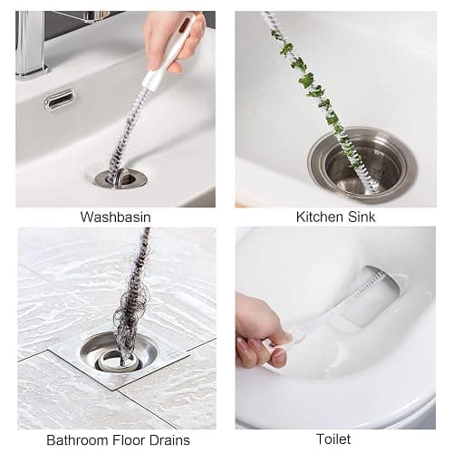 KEYRI 3Pcs Sink Cleaning Brush Flexible Drain Waterpipe Dredge Tool Tube Overflow Cleaner Pipe Dredging Unblocker Hair Catcher Bath Plug Sewer, 45cm, (SCS2) thumbnail 4