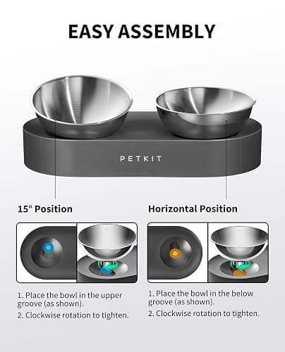PETKIT 304 Stainless Steel Elevated Cat Bowls&Dog Bowls,Raised Cat Food and Water Bowl Set, Non-Slip, Anti Vomiting 15°Tilted Cat Small Animal Plate thumbnail 4