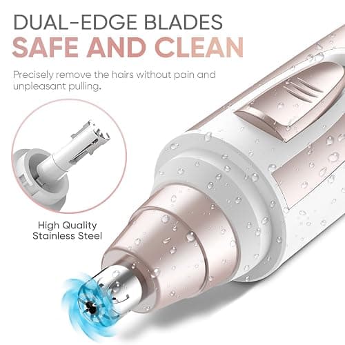 Ear and Nose Hair Trimmer Clipper - 2025 Professional Painless Eyebrow & Facial Hair Trimmer for Men Women, Battery-Operated Trimmer with IPX7 Waterproof, Dual Edge Blades for Easy Cleansing Pink thumbnail 3