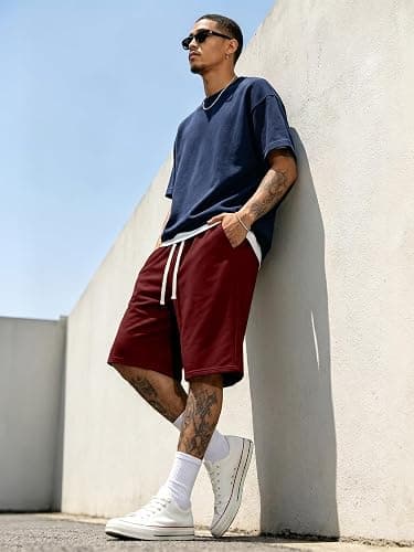 JMIERR 2026 Men's Baggy Sweat Shorts Lightweight Under Knee Casual Drawstring Y2K Shorts Loose Fit Gym Shorts thumbnail 2