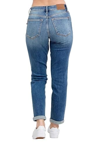 Judy Blue Women's Mid Rise Stretchy Boyfriend Jeans thumbnail 2