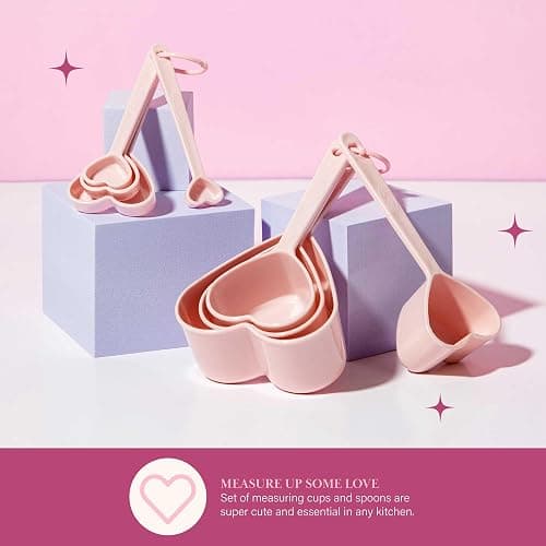 Paris Hilton Stainless Steel Pots and Pans Set with Stay-Cool Pink Handles, Tempered Glass Lids, Bonus Heart Shaped Measuring Cups and Spoons, Dishwasher Safe Cookware, 10-Piece Set thumbnail 7