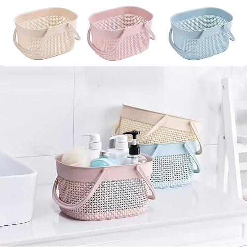 rejomiik Portable Shower Caddy Basket, Plastic Organizer Storage Tote with Handles Toiletry Bag Bin Box for Bathroom, College Dorm Room Essentials, Kitchen, Camp, Gym, Pink thumbnail 4