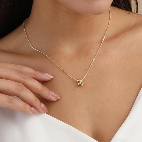 MARYLAX Bubble Gold Letter Necklace for Women, 14k Gold Plated Balloon Initial Necklace, Dainty Gold Necklace for Women, Personalized Bubble Pendant Name Necklace, Fashion Accessories Trendy Jewelry thumbnail 2