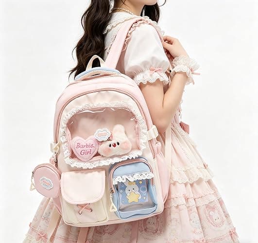 TIAASTAP Cute Ita Backpack Kawaii School Backpack for Girls Aesthetic School Bag Preppy Japanese Schoolbag Y2K Daypack for Teenage Primary Secondary Middle School (Pink) thumbnail 3