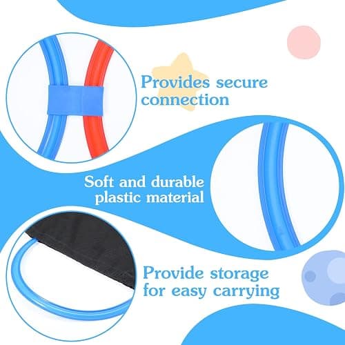 CIATBYYJ 2 Sets 11inch Hopscotch Rings, 10 Plastic Round Hoops with Blue Clips Connectors, Obstacle Course Agility Balance Training Rings, Outdoor Indoor Games Hopscotch Set for Fun and Fitness thumbnail 5