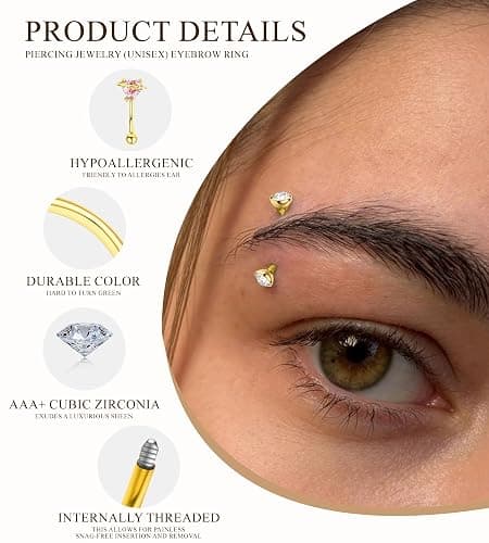 BJFEW Rook Eyebrow Piercing Jewelry Surgical Stainless Steel Vertical Labret Lip Jewelry Gold Silver 16G Curved Barbell Cartilage Helix Conch Tragus Daith Hoop Earrings for Women thumbnail 6