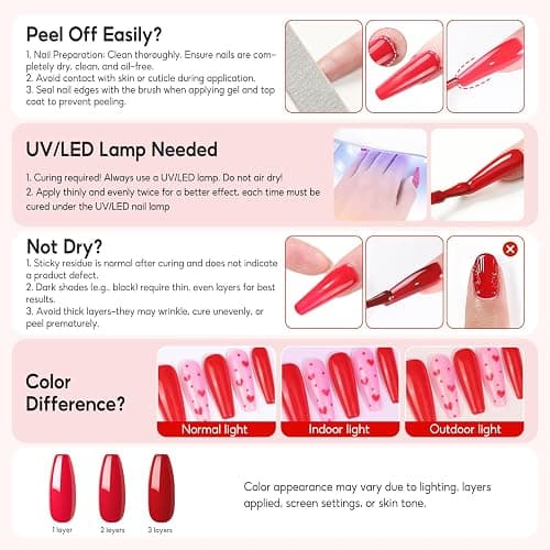 PEACECOLOR 39pc Gel Nail Polish Kit with U V Light, Pink Brown Nude Dark Red 22 Colors Pastel Gel Polish Kit with Base Top Coat Matte Glossy French Nail Art for Beginners Manicure DIY thumbnail 9