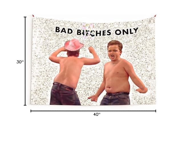 Gibby Bad Bitches Only Tapestry with Easy Hanging Kit, Funny Flag for College Dorm, Available In Sizes From 40" To 90", Skin-friendly Soft High-definition Meme Tapestry(Size:40"×30") thumbnail 3