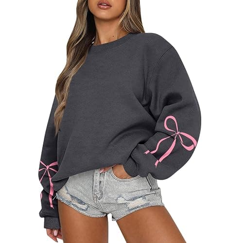 Oversized Sweatshirt For Women Crewneck Fleece Pullover Sweaters Trendy Drop Shoulder Fall Outfits Long Sleeve Tops - Image 1