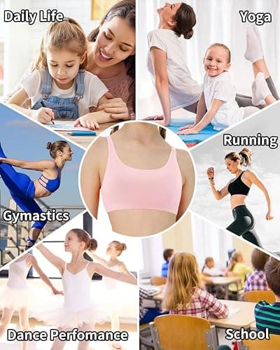 iMuchic Girl Sports Bra Sleeveless Tank Top - Seamless Stretchy Back Crisscross Crop Undershirt Fitness Yoga Bras thumbnail 3