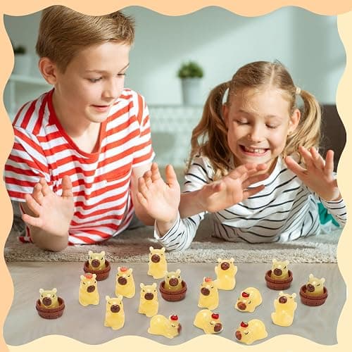 GSrenyu 30PCS Mini Resin Capybara Figurines, Miniature Luminous Capybara Glow in the Dark Little Resin Capybara, Yellow Tiny Capybara Ornament Accessories for DIY Aquarium Decoration Fairy Garden thumbnail 2