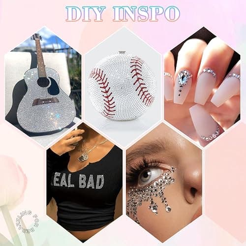 30000Pcs Resin Silver Clear Rhinestones for Bedazzling Crafting with b7000 Jewelry Glue, Bulk Flatback Gems Bedazzler Kit for Crafts Clothes Shoes Fabric Nail Diamond Art, Assorted Size 2/3/4/5/6mm - Large Pack + 3Pcs Glue - Clear thumbnail 5