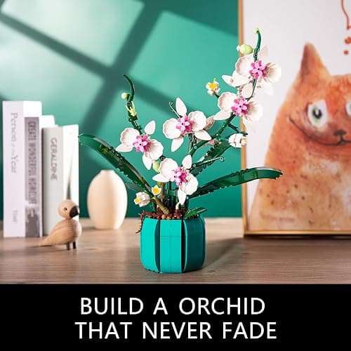 JOJO&Peach Orchid Bonsai Building Set, Botanical Collection, Artificial Flowers for The Home or Office, Gifts for Valentine, Mother's Day, Anniversary, Birthday (811 Pieces) thumbnail 3