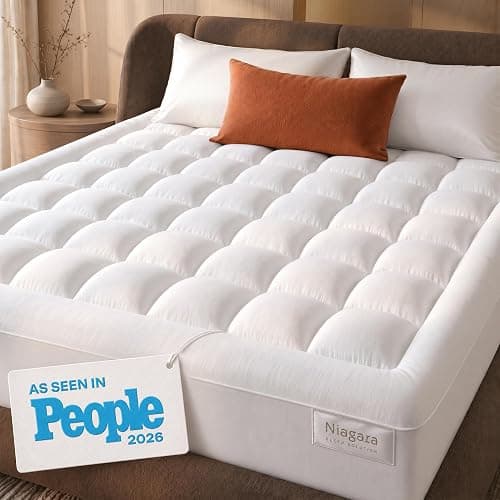 Niagara Sleep Solution Cloud-Like Twin XL Non-Slip Mattress Topper - 100% Cotton Top Mattress Pad for Back Pain Relief - Extra Grip, Breathable & Naturally Cooling for Hot Sleepers, White - Image 1