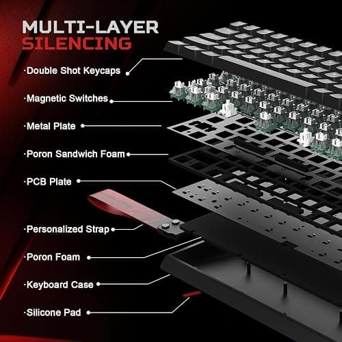 YUNZII MAD68 HE Clavier Mécanique Gaming, Clavier Filaire 60% avec Commutateurs Magnétiques à Effet Hall, Rapid Trigger 8000Hz, Hot Swap, RGB, Capuchons en PBT (Black, Magnetic Switch) thumbnail 4