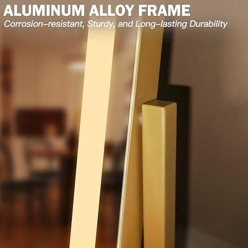 ROLOVE Vanity Mirror with Lights, 12.6"×15" LED Makeup Mirror, Lighted Makeup Mirror with Lights, Smart Touch Control Dimmable 3 Modes Light, Lighted Up Mirror for Makeup Desk, Gold thumbnail 5