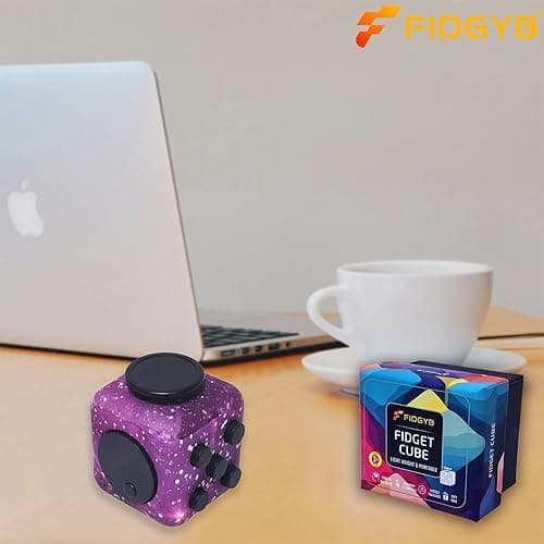 FIDGYB Cube Fidget Stress Relief Toy for Adults & Kids, Smooth, Quiet Sensory Toy for Anxiety, Focus & ADHD Idea[Starry] thumbnail 6