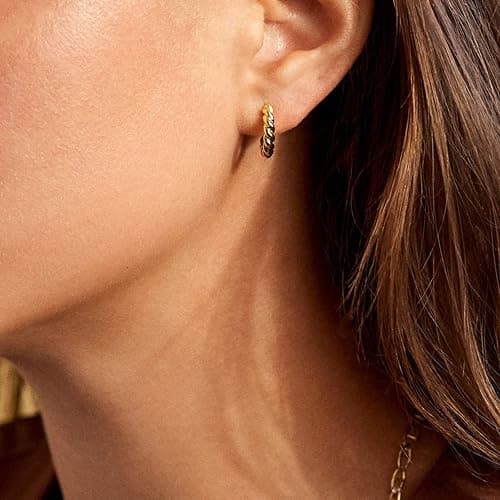 3 Pairs Small Huggie Hoop Earrings Set 14K Gold Hypoallergenic Lightweight Huggie Hoops Earrings for Women Girls thumbnail 6