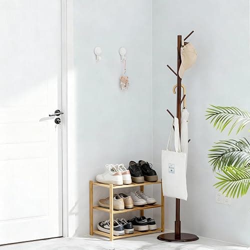Akloya Small Shoe Rack, Multipurpose 3 Tier Shoe Organizers Rack，Small Bamboo Shelfs for Shoes, Plants, Books, Living Room, Hallway Bedroom, Bathroom (3 Tier) thumbnail 3