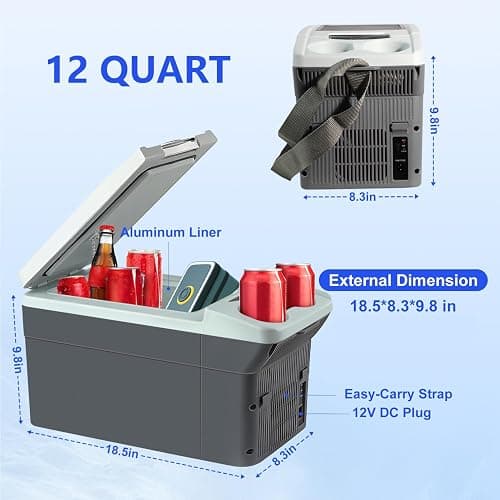 Newmkr 11L/Quart Electric Cooler & Warmer - Portable Car Refrigerator 12 Volt DC Car Fridge with Dual-Temp Control (41°F~149°F) Car Fridge 12V Refrigerator for Camping, Travel & Road Trips,RV, Boat thumbnail 2