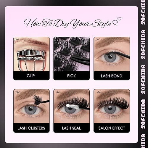 SOFENIDA Lash Clusters Kit Thick 200D Lash Extension Kit 10-18mm Volume Cluster Lashes D Curvature Cluster Eyelash Extensions DIY Lash Extension kit at Home(200D-10-18MIX Thick Kit) thumbnail 7