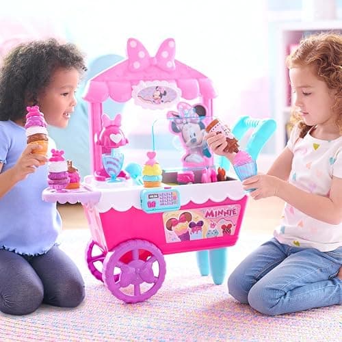 Disney Junior Minnie Mouse Sweets & Treats Ice Cream Cart with Sounds and Phrases, 40-pieces, Pretend Play, Kids Toys for Ages 2 Up by Just Play thumbnail 2