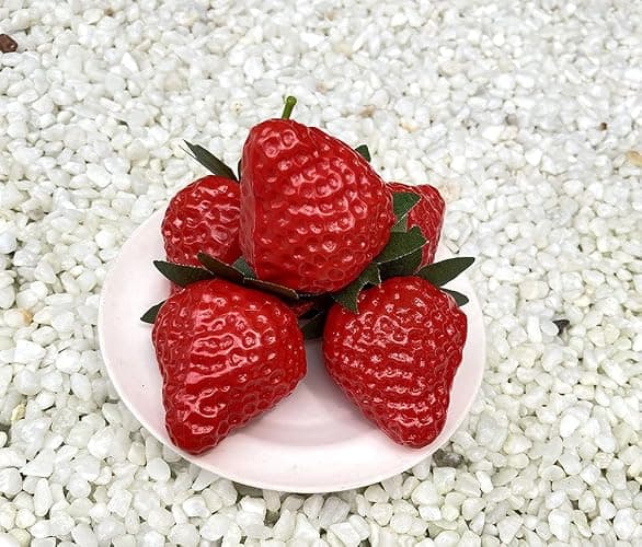 Aliotech 18PCS Plastic Artificial Red Strawberries Fake Lifelike Simulation Realistic Strawberry Artificial Fruits Decoration Photography Prop for Home Kitchen Decoration thumbnail 8