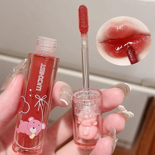 6Pcs Bear Lip Glaze Jelly Lipstick, Liquid Lipstick Cute Bear Lipgloss Moisturizing Lip Stain Plumping Water Lip Gloss Waterproof Long Lasting Cheek Rouge Tint Cosmetics Beauty Makeup thumbnail 3
