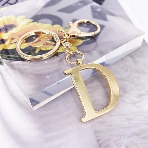LAXPICOL Gold Letter A-Z Keychain for Women Bag Charms Purse Charms For Handbags Metal Alphabet Initial Letter Keychain thumbnail 2