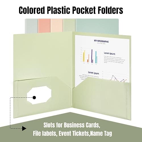 GNL Plastic Folders with Pockets, Pack of 5, Muted Pastel Colors, Heavy Duty 2 Pocket File Folders Letter Size, Pocket Folders for School, Home, and Office thumbnail 6