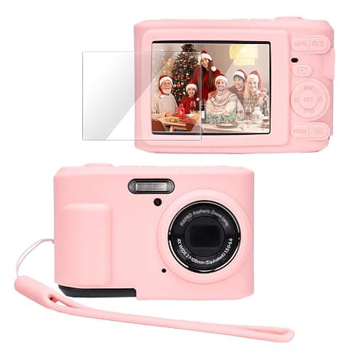 PROfezzion for Kodak PIXPRO FZ45 Silicone Case Protective Cover, Pink | Glass Screen Protector and Wrist Strap Included, Slim Fit, Jacket Sleeve Accessories, Fits Kodak FZ45 Digital Camera - Image 1