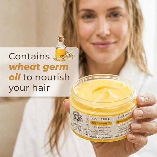 Intea Hair Mask for Blonde, Dyed or Rinsed Hair - 8.3 oz - Restores Damaged Highlights - Paraben and Ammonia Free - With Chamomile Extract thumbnail 4