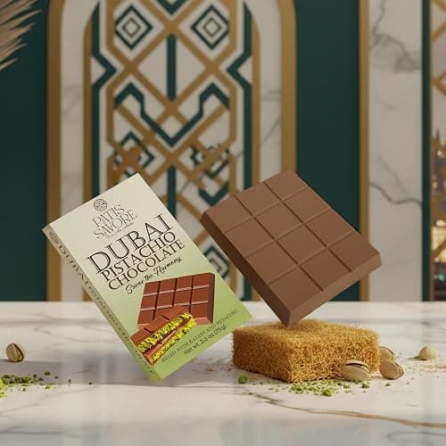 Dubai Chocolate Bar Pistachio – 2.6 oz Premium Dessert with Pistachio Cream & Kataifi Filling | Gourmet Dubai Chocolate Filling | Elegant Gift Chocolate thumbnail 7