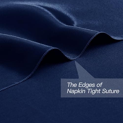P Pothuiny 12 Pcs Silky Navy Blue Satin Napkins 17 x 17 Inches, Square Smooth Wedding Dinner Napkins Satin Cloth Napkins Table Napkins for Banquet Party Restaurant Decor, Thanksgiving, Christmas thumbnail 5